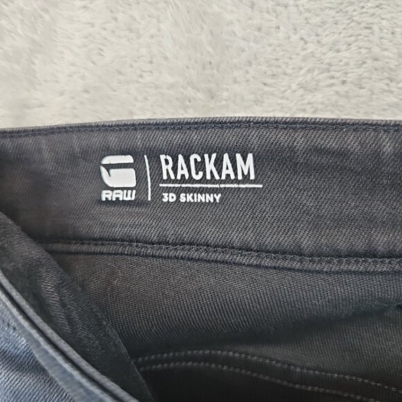 G-Star Raw Jeans Mens Size 30 Waxed Black Rackam 3D Skinny Double Knee Lyocell - Picture 5 of 16